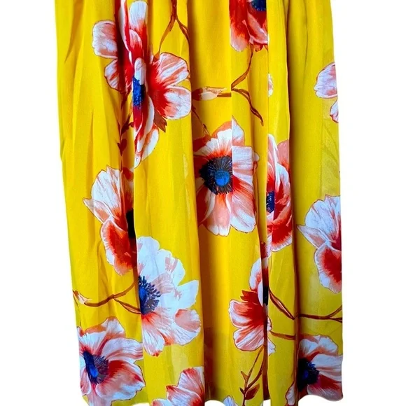 Kate & Lily Yellow Floral Midi Dress size 6P - Picture 2 of 7